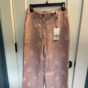 Zara NWT Linen Pink Pant M